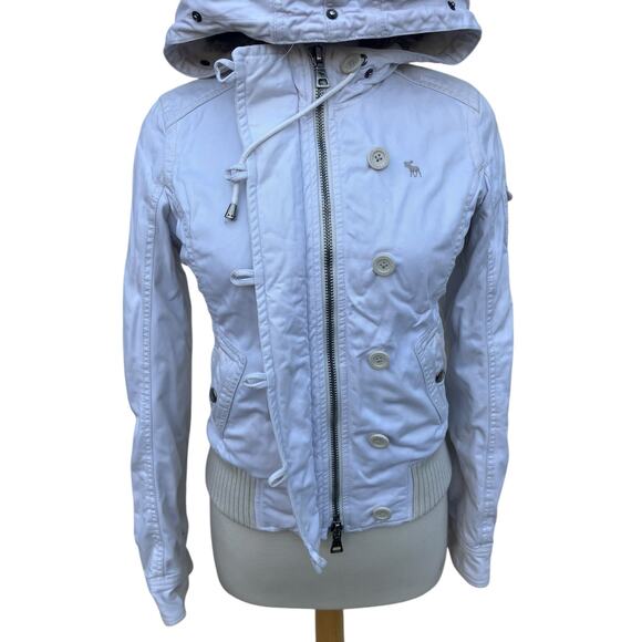 VTG Y2K Abercrombie and Fitch Coat Jacket Sz Sm White Faux Fur Lined Chunky - Picture 6 of 15